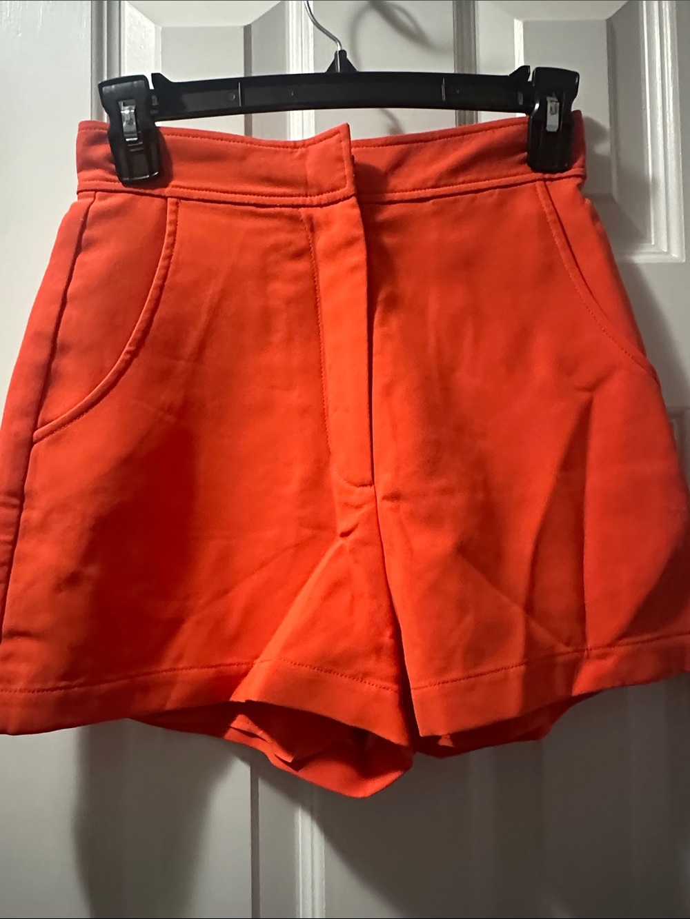 Amanda Uprichard Vibrant Orange High-Waist Shorts